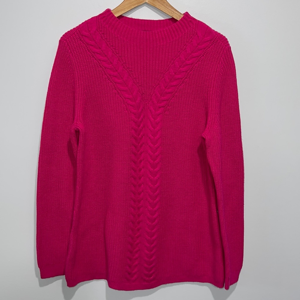 Talbots knit sweater size large wool blend fuchsia pink
